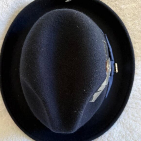 STACY ADAMS Crushable Wool Felt Fedora Hat NAVY  SZ LARGE.    SAW 621 - Picture 2 of 5